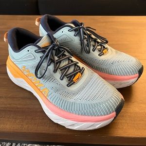 Hoka One One Bondi 7 Running Shoes - size 9.5 in Black Haze/Blue Iris